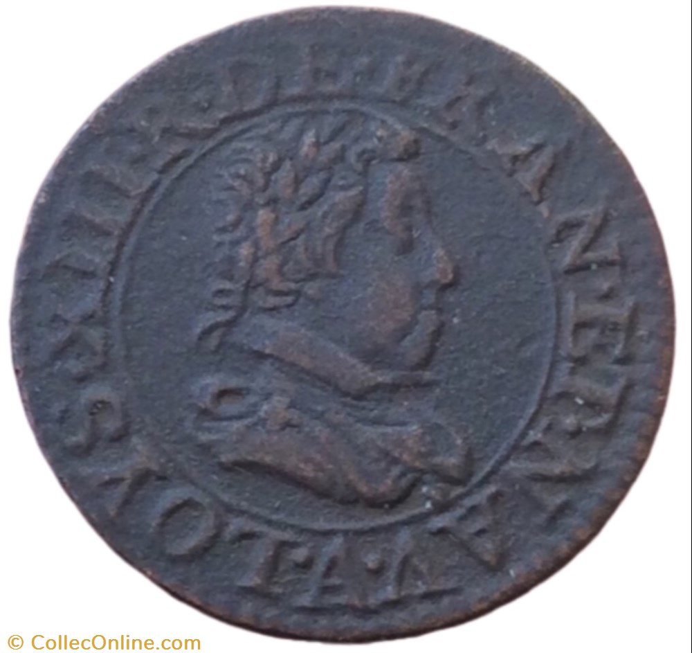 Double tournois Louis XIII 1621 A Paris monnaie france royale double tournois louis xiii 1621 a paris