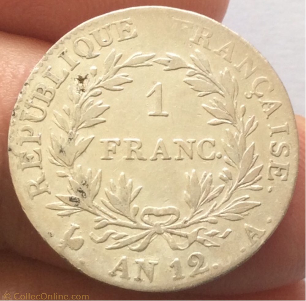 monnaie france moderne 1 franc bonaparte premier consul an 12 a paris