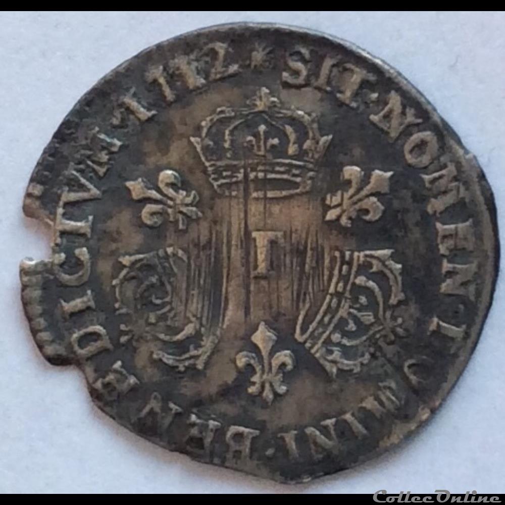 Vingtième d’écu de Louis XIV 1712 T Nantes monnaie france royale vingtieme d ecu de louis xiv 1712 t nantes