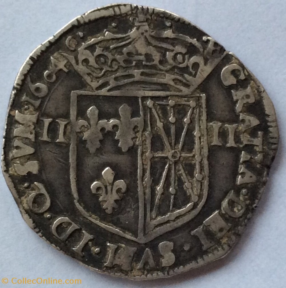Quart d’écu de Navarre Henri IIII 1604 Saint Palais monnaies europe medievale france royales quart d ecu de navarre henri iiii 1604 saint palais