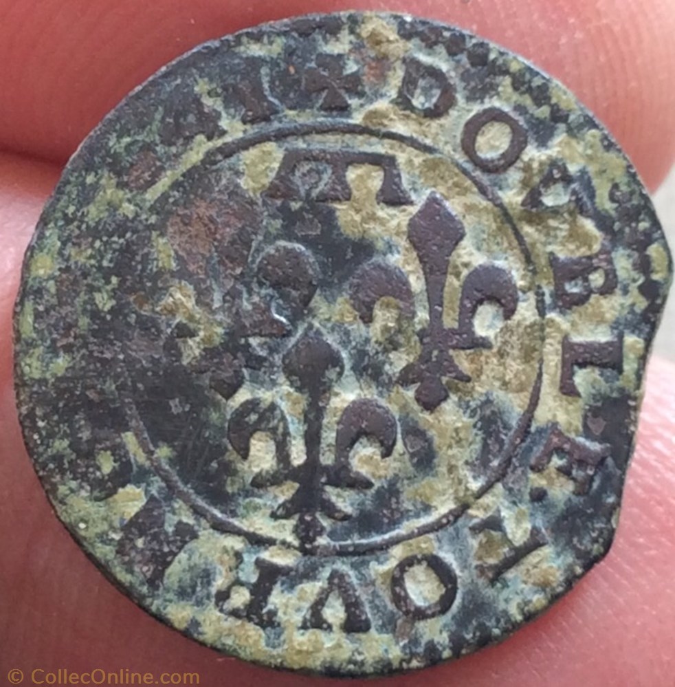 Double tournois Gaston d’Orléans 1641 type 14 monnaie france feodale double tournois gaston d orleans 1641 type 14