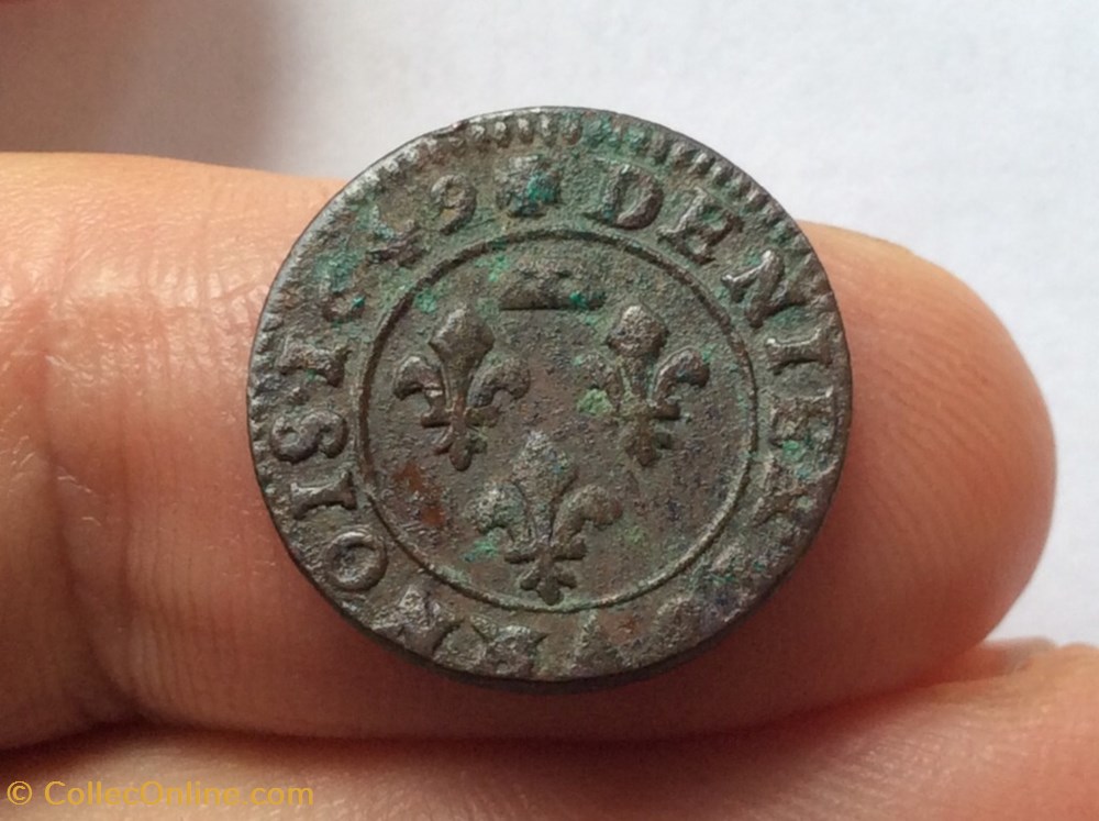 monnaies europe medievale france feodales denier tournois gaston d orleans 1649 type 7