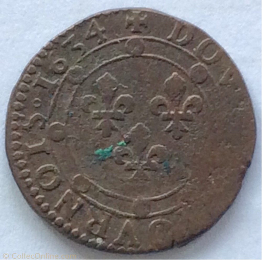 Double tournois Carolus Gonz 1er 1634 monnaie france feodale double tournois carolus gonz 1er 1634