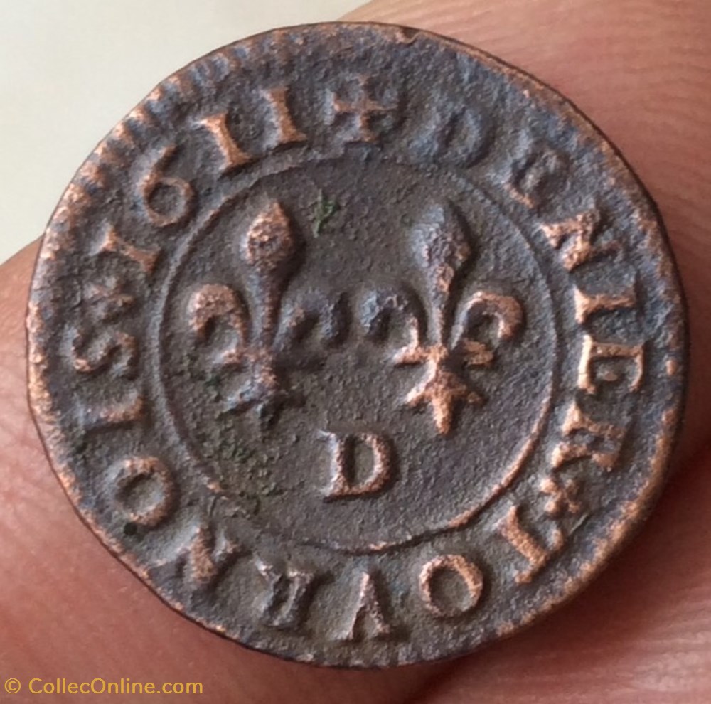 monnaies europe medievale a france royales denier tournois louis xiii 1611 d lyon
