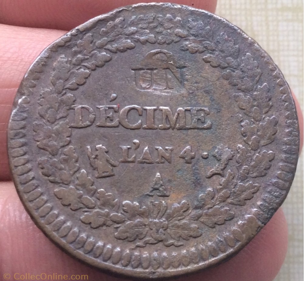 monnaie france moderne un decime modification du 2 decimes an 4 a