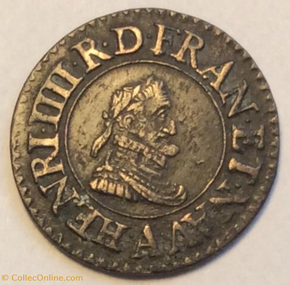 Denier tournois 1609 A Paris Henri IIII CGKL 224 monnaies europe medievale france royales denier tournois 1609 a paris henri iiii cgkl 224