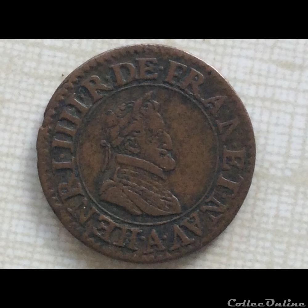 Double tournois 1608A Paris Henri IIII CGKL 222 monnaie france royale double tournois 1608a paris henri iiii cgkl 222