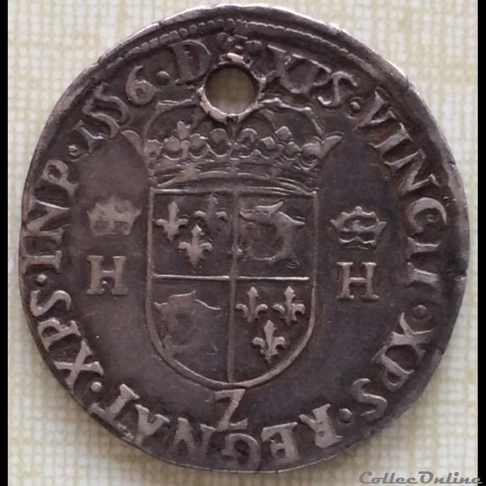monnaies france royales teston du dauphine henri ii 1556 z grenoble
