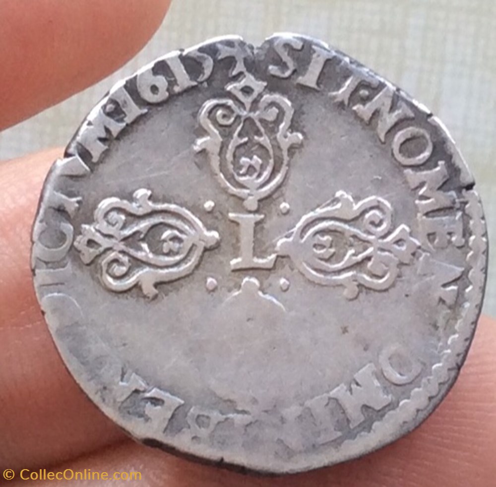 Quart de franc Louis XIII 1615 B Rouen monnaies france royales quart de franc louis xiii 1615 b rouen
