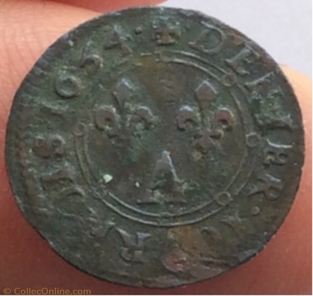 Denier tournois Charles II de Gonzague 1654 monnaie france feodale denier tournois charles ii de gonzague 1654