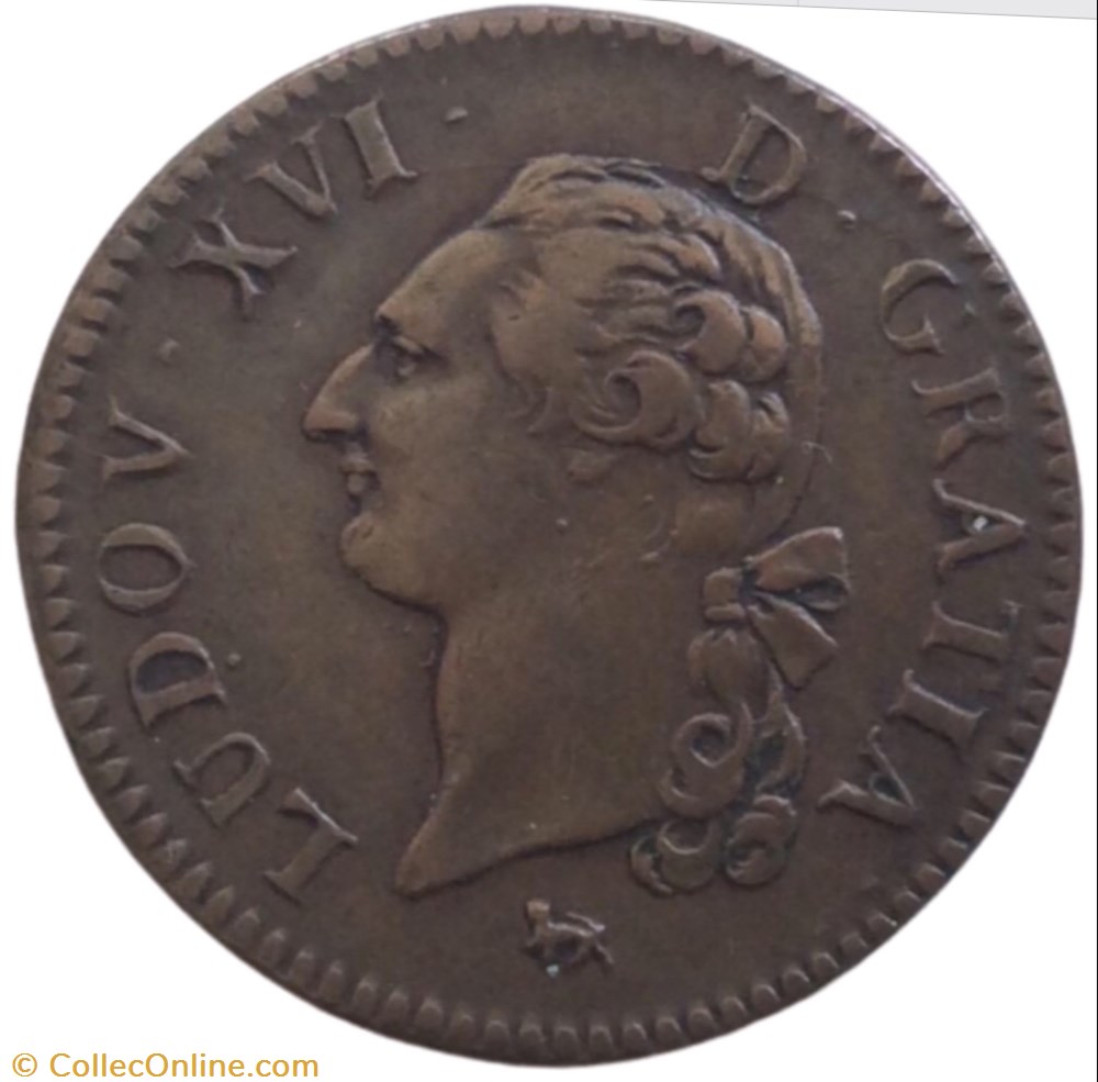 monnaie france royale sol de cuivre louis xvi 1791 a paris