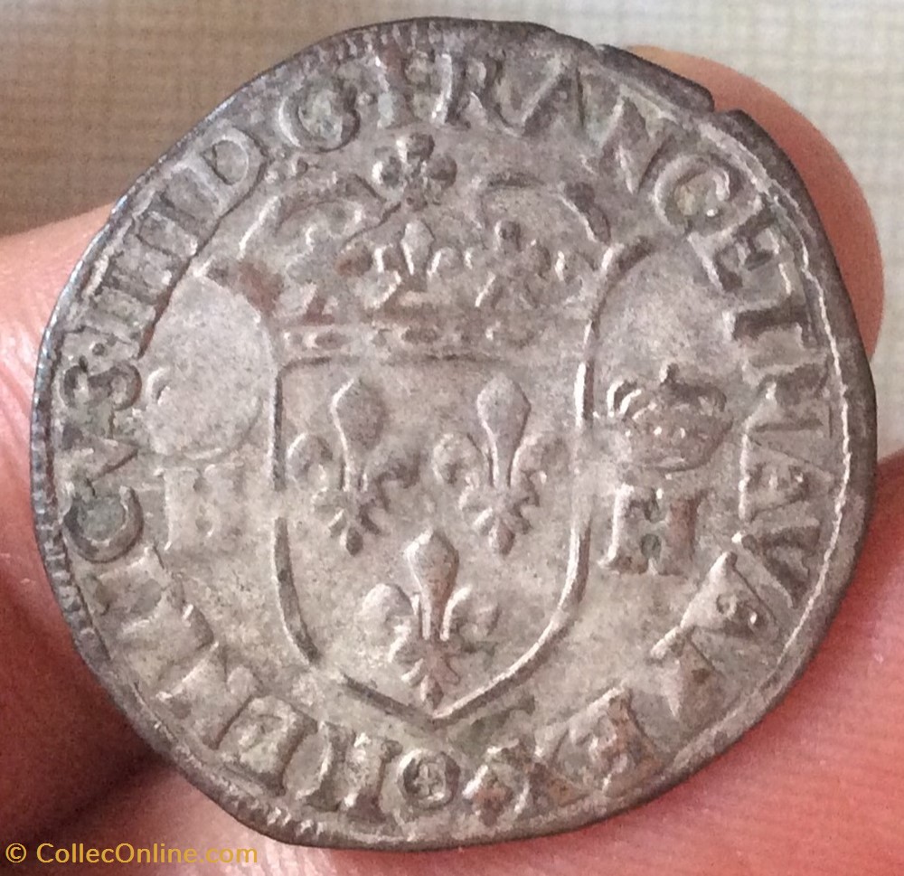 Douzain aux 2 H couronnés 5e type revers 2 lis et 2 couronnelles Henri IIII 1594 Clermont Ferrand monnaies europe medievale france royales douzain aux 2 h couronnes 5e type revers 2 lis et 2 couronnelles henri iiii 1594 clermont ferrand