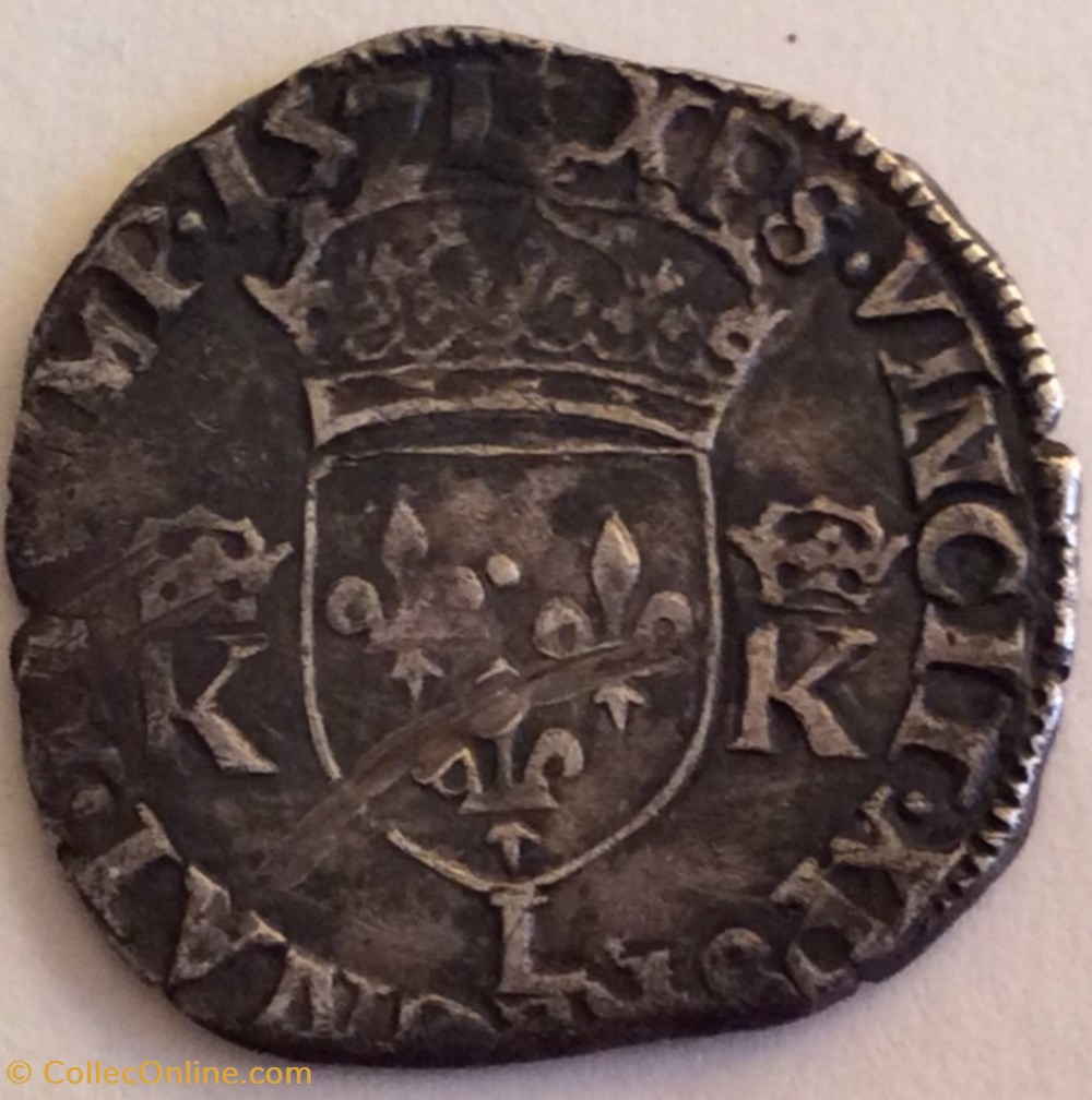 Demi teston Charles 9 1571 L Bayonne monnaies europe medievale france royales demi teston charles 9 1571 l bayonne