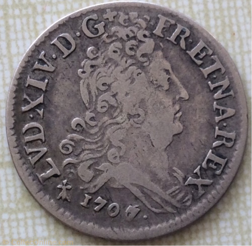 10 sols aux 4 couronnes de Metz Louis XIV 1707/6 AA monnaie france royale 10 sols aux 4 couronnes de metz louis xiv 1707 6 aa