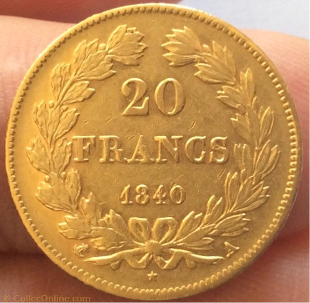 20 francs or Louis-Philippe 1840 A Paris monnaie france moderne 20 francs or louis philippe 1840 a paris