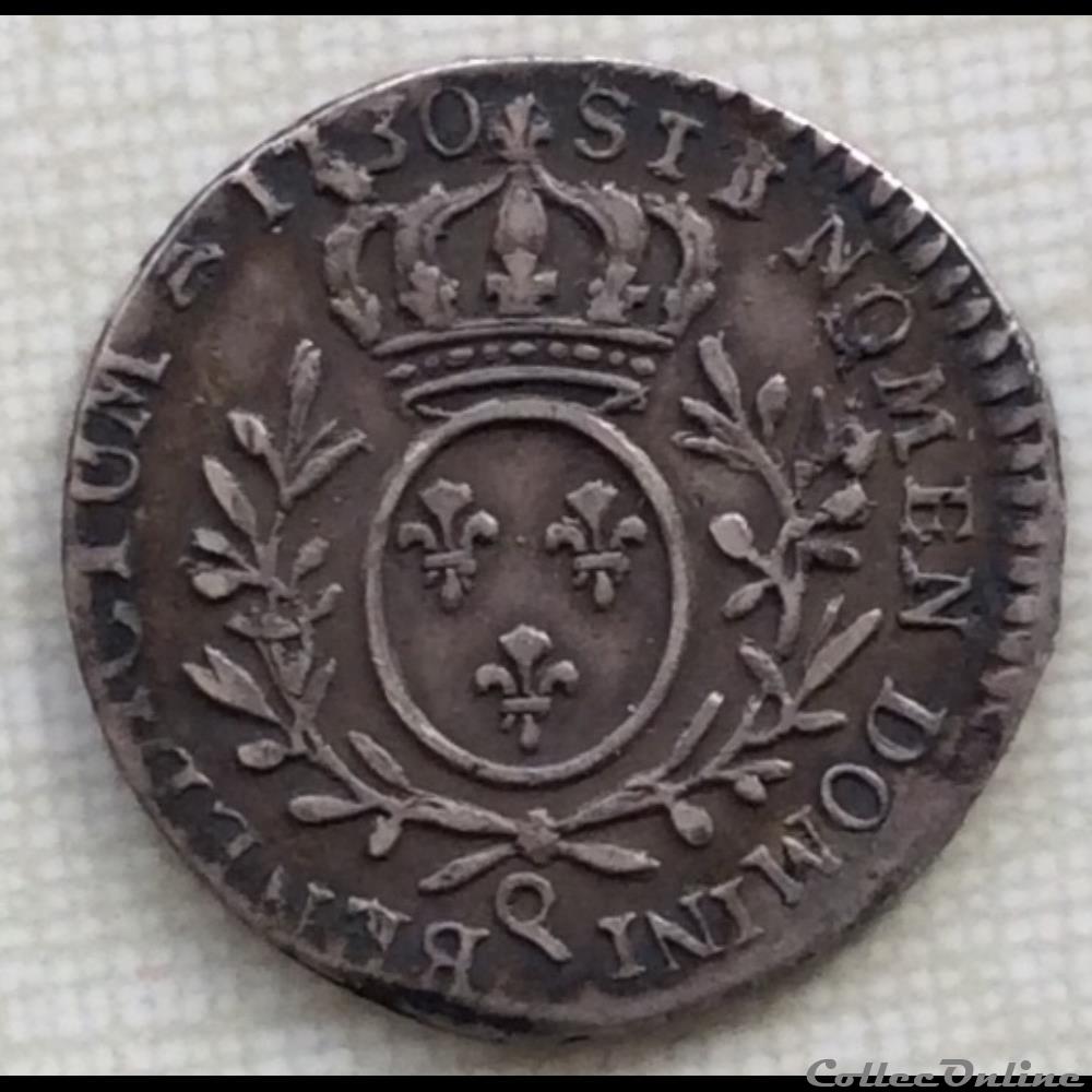 Dixième d’écu aux branches d’oliviers Louis XV 1730 Q Perpignan monnaie france royale dixieme d ecu aux branches d oliviers louis xv 1730 q perpignan