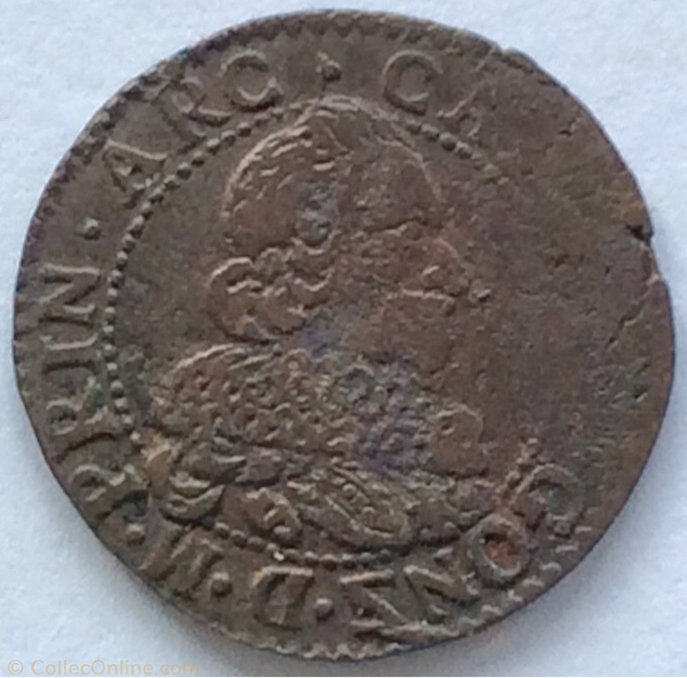 Double tournois Carolus Gonz 1er 1634 monnaie france feodale double tournois carolus gonz 1er 1634