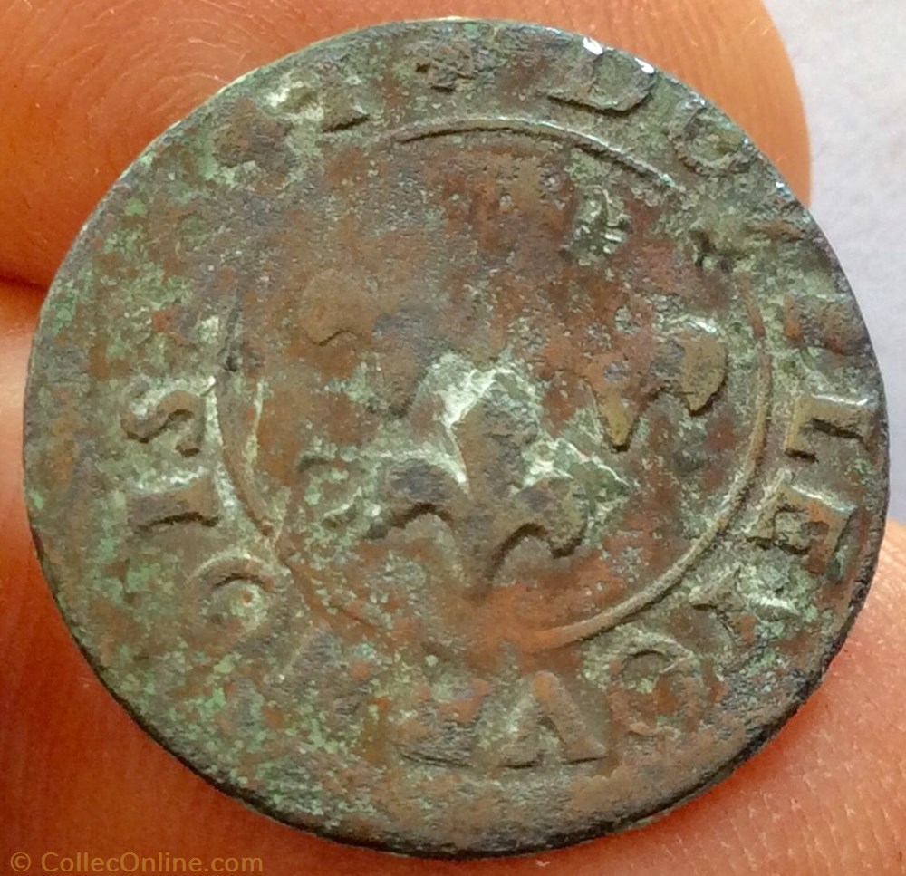 Double tournois Frédéric Henri de Nassau 1641 type 5 monnaie france feodale double tournois frederic henri de nassau 1641 type 5