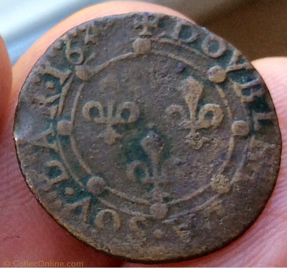Double de la sou dar Charles II 164? monnaie france feodale double de la sou dar charles ii 164
