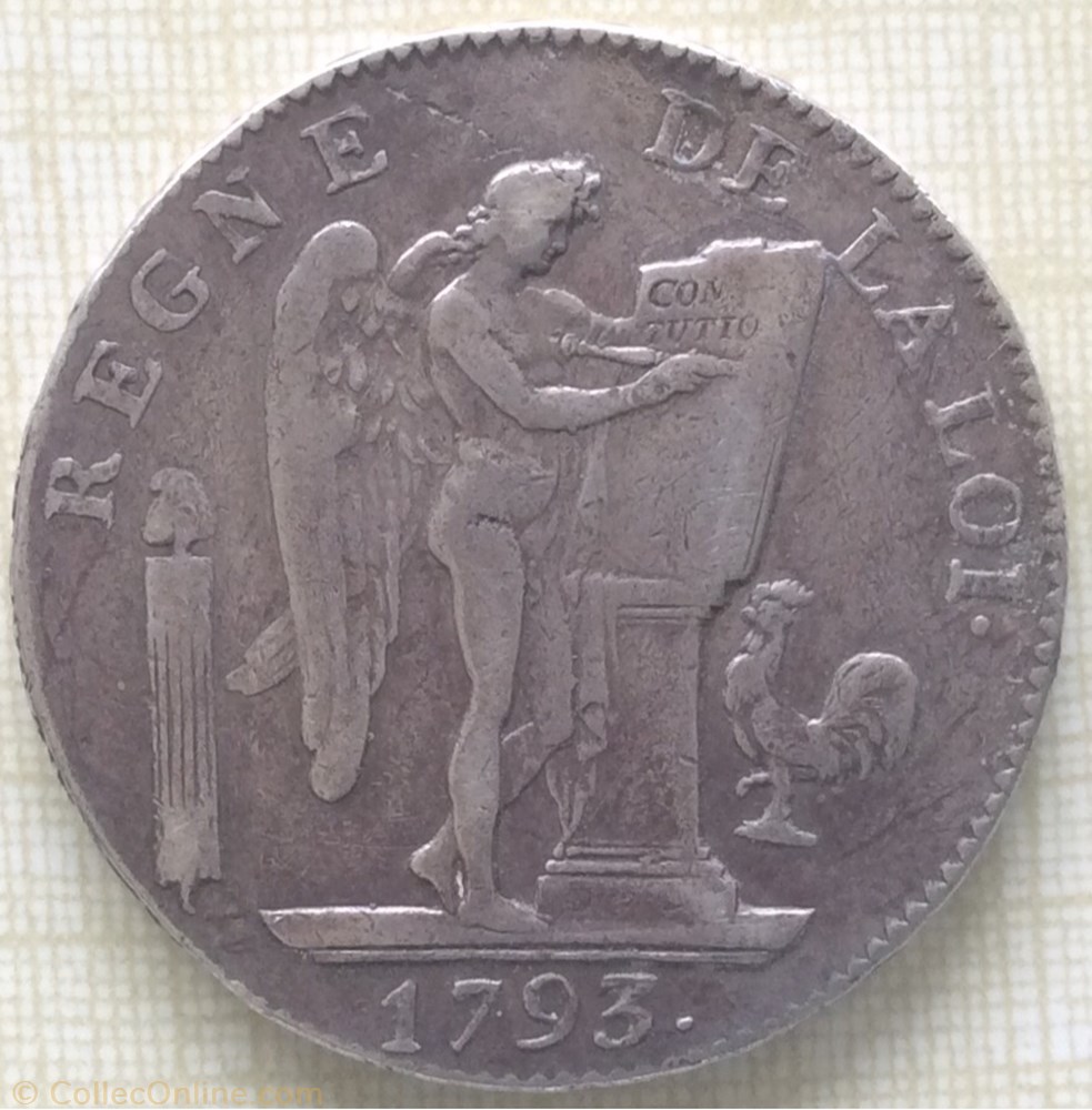 monnaie france moderne ecu de six livres type francoise 1793 a