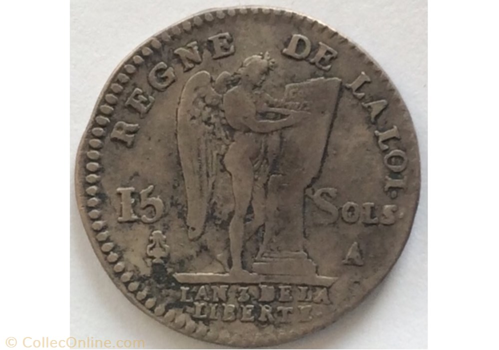 15 sols type François au génie Louis XVI 1791 A Paris monnaie france royale 15 sols type francois au genie louis xvi 1791 a paris