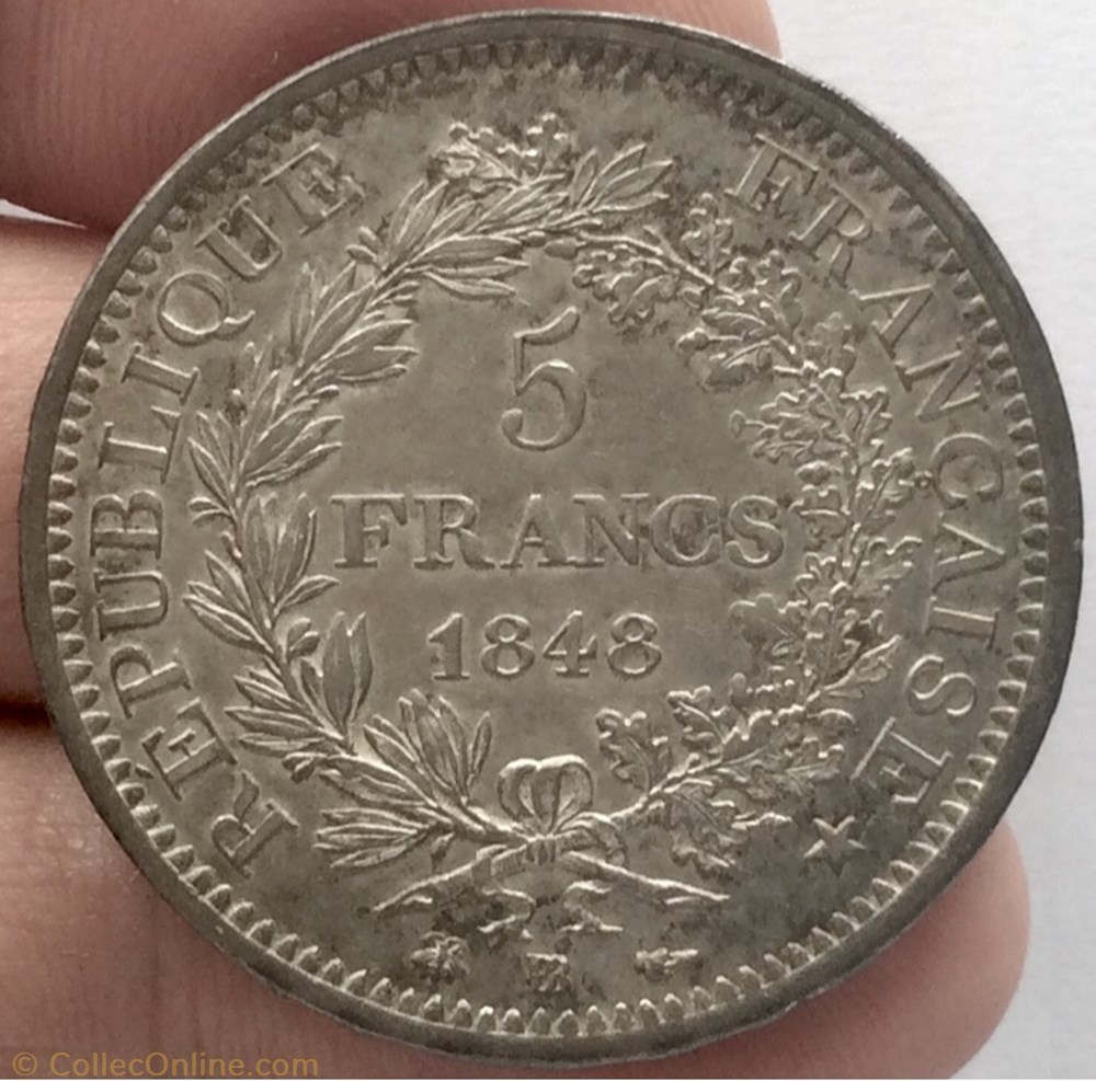 5 francs Hercule 1848 BB STRASBOURG monnaie france moderne 5 francs hercule 1848 bb strasbourg