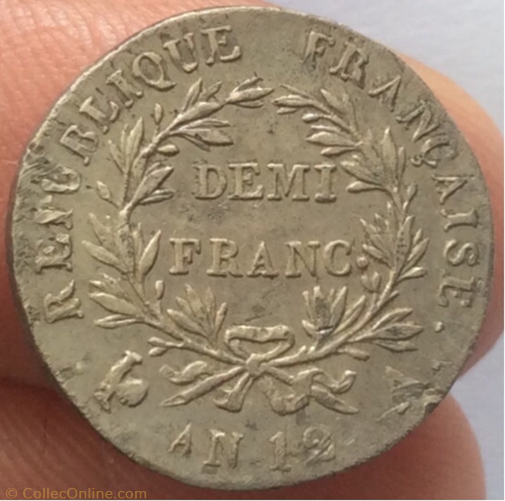 Demi franc Bonaparte premier consul An 12 A Paris monnaie france moderne demi franc bonaparte premier consul an 12 a paris