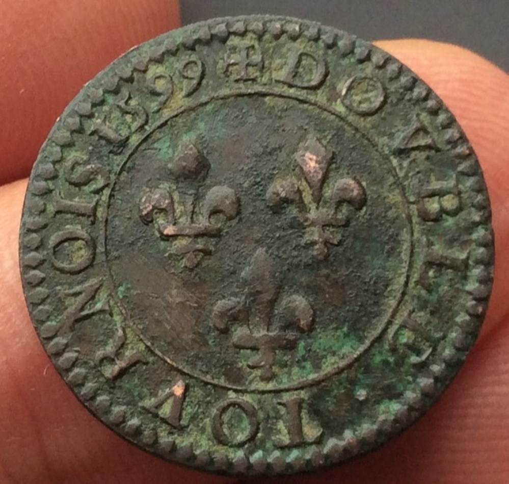monnaies europe medievale france royales double tournois 1599 a paris henri iiii 1er type legende latine cgkl 220