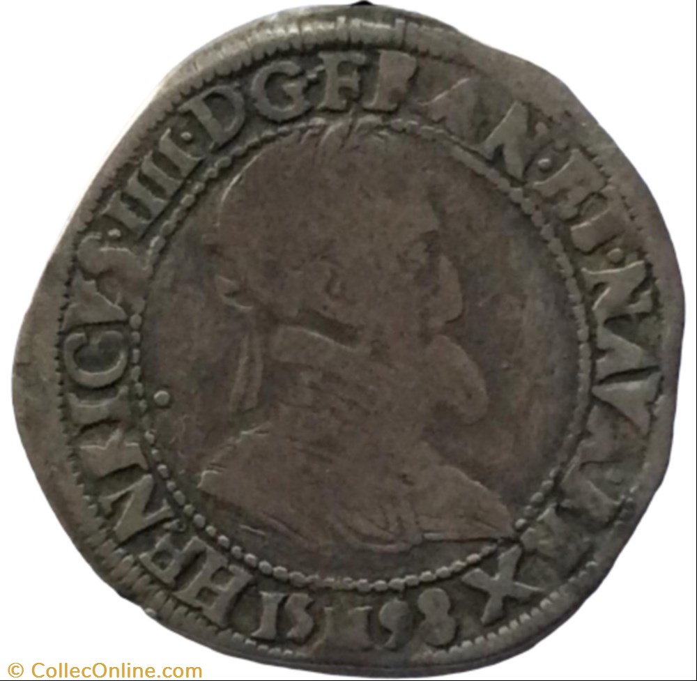 Quart de franc Henri IIII 1598 M Toulouse monnaie france royale quart de franc henri iiii 1598 m toulouse