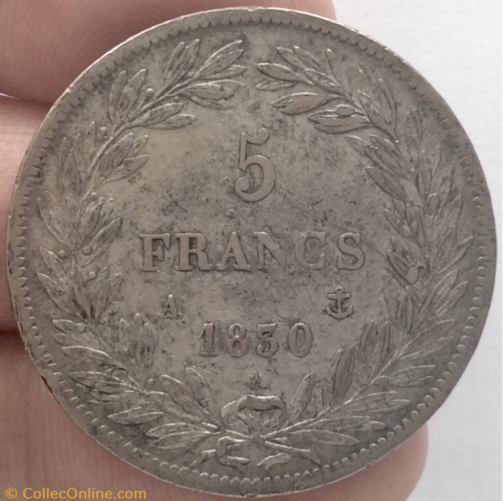 5 francs tête nue Louis-Philippe tranche relief 1830 A Paris monnaie france moderne 5 francs tete nue louis philippe tranche relief 1830 a paris