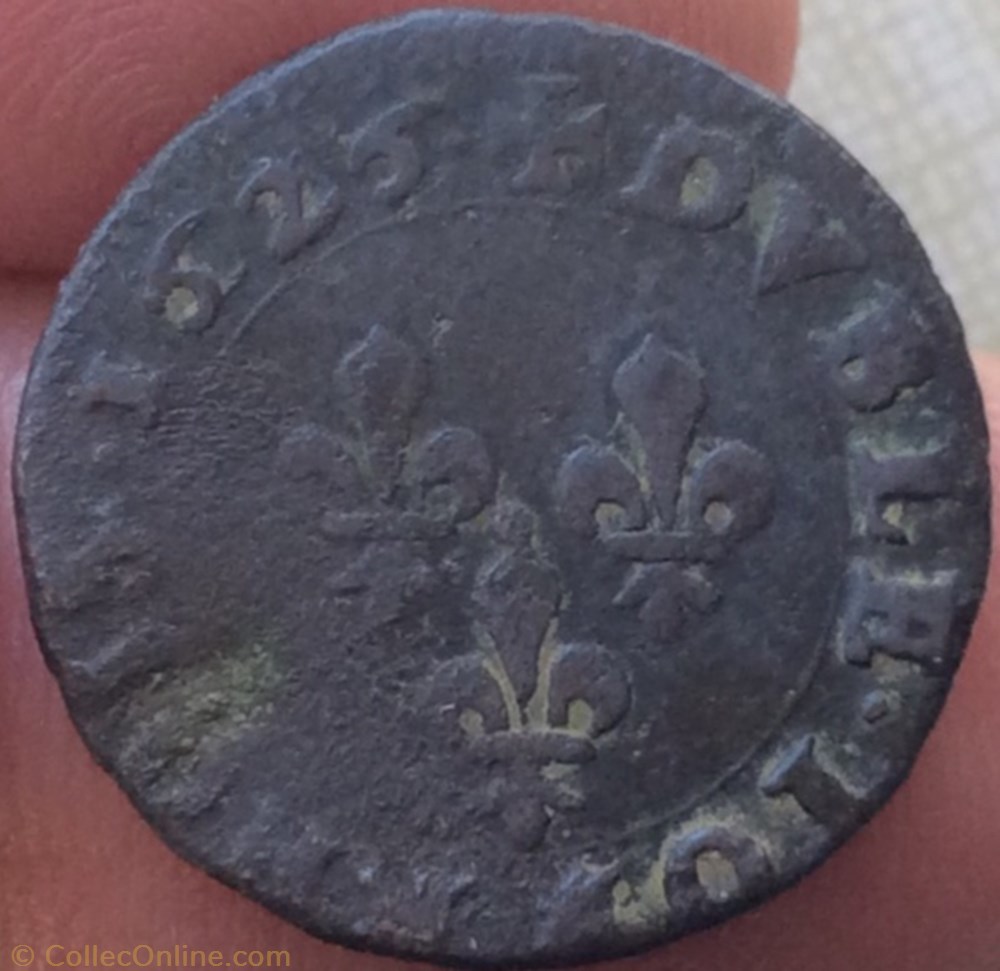 monnaies europe medievale france royales double tournois louis xiii 1626 r villeneuve faute dvble