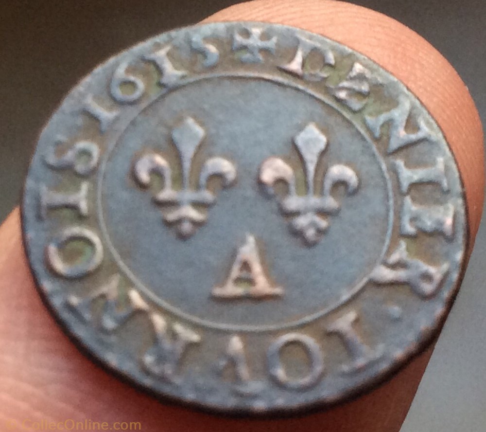 monnaie france royale denier tournois louis xiii 1615 a paris