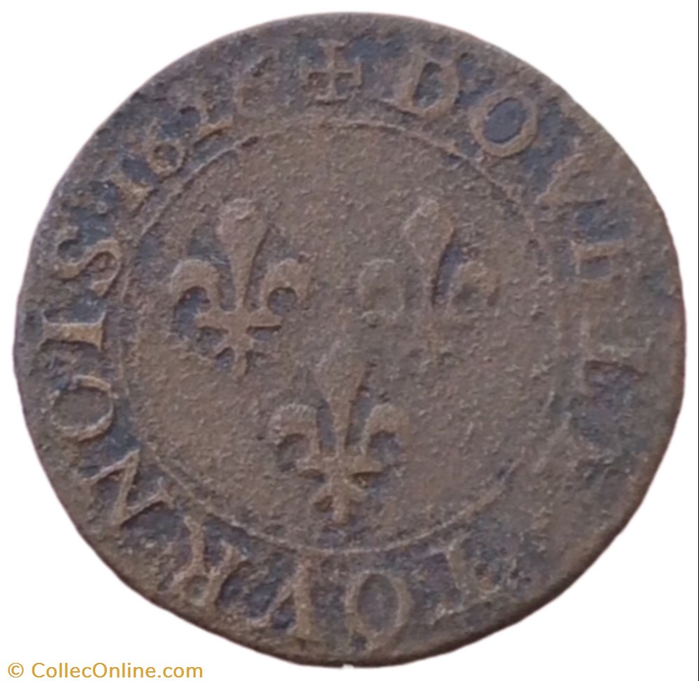 Double tournois Louis XIII 1626 A Paris monnaie france royale double tournois louis xiii 1626 a paris