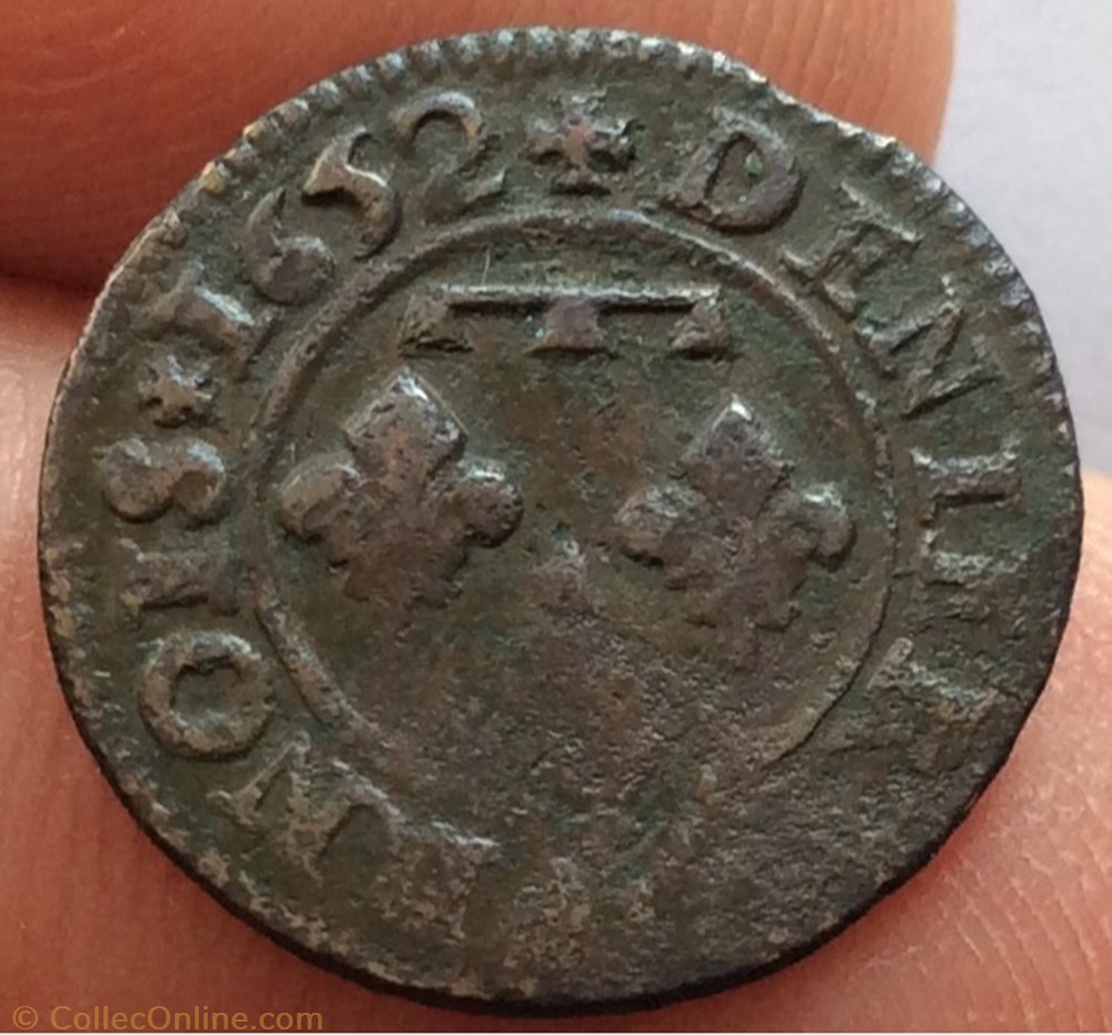 Denier tournois Gaston d’Orléans 1652 type 12 monnaie france feodale denier tournois gaston d orleans 1652 type 12