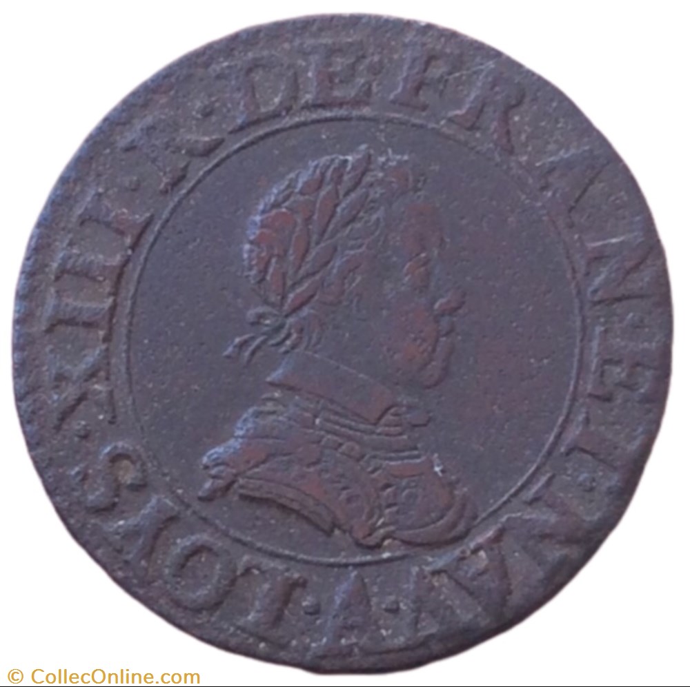 Double tournois Louis XIII 1615 A Paris monnaie france royale double tournois louis xiii 1615 a paris