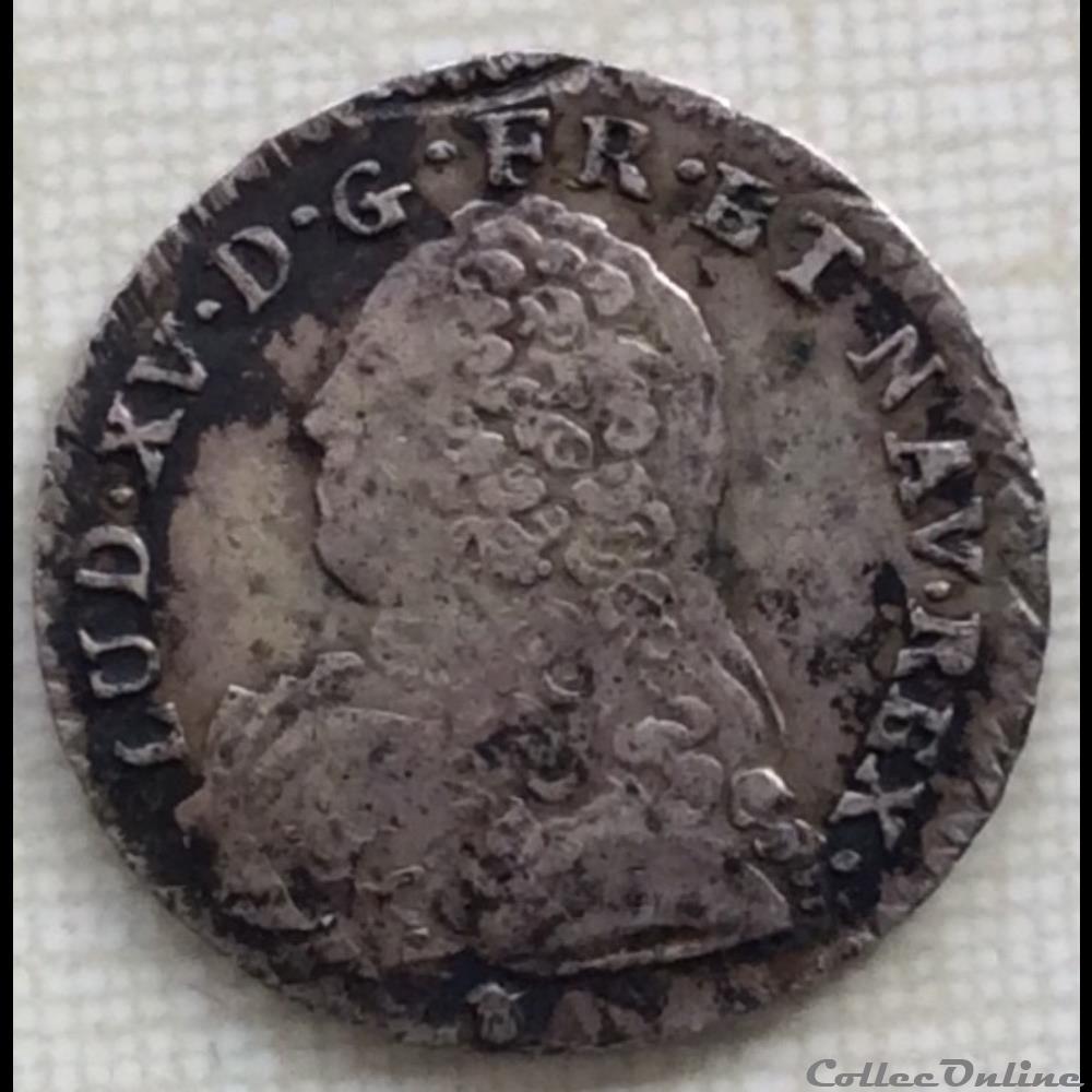Dixième d’écu aux branches d’oliviers Louis XV 1730 Q Perpignan monnaie france royale dixieme d ecu aux branches d oliviers louis xv 1730 q perpignan
