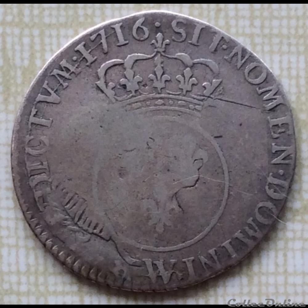 Dixième d’écu vertugadin Louis XV 1716 W Lille réformé sur 1/10e Louis XIV aux 3 couronnes 1715 W monnaies europe medievale france royales dixieme d ecu vertugadin louis xv 1716 w lille reforme sur 1 10e louis xiv aux 3 couronnes 1715 w