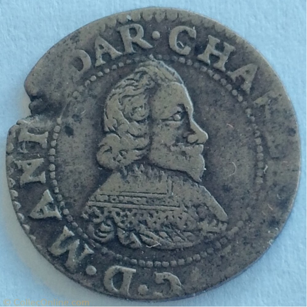 Double de Charleville Charles 1er 1636 monnaie france feodale double de charleville charles 1er 1636