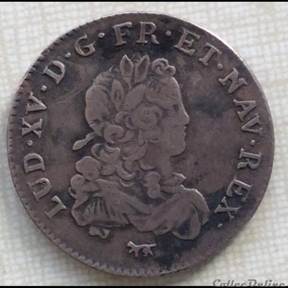 Tiers d’écu de France Louis XV 1722 A Paris monnaie royale tiers d ecu de france louis xv 1722 a paris