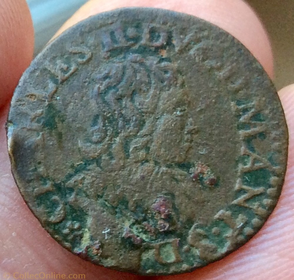 Double de la sou dar Charles II 164? monnaie france feodale double de la sou dar charles ii 164