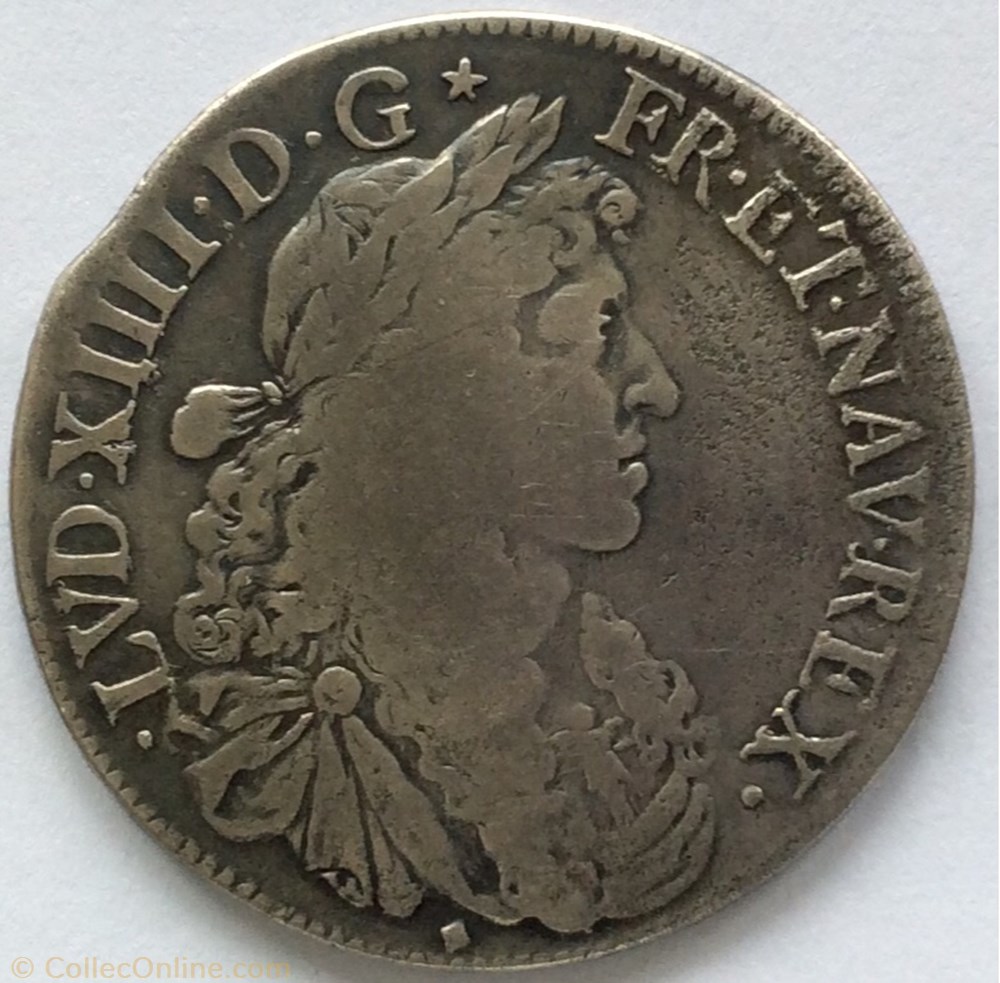 Demi écu au buste juvénile 2e poinçon Louis XIV 1665 D Lyon monnaies europe medievale france royales demi ecu au buste juvenile 2e poincon louis xiv 1665 d lyon