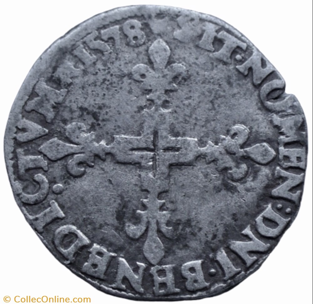 Sol parisis Henri III 1578 point 18ème Paris monnaie france royale sol parisis henri iii 1578 point 18eme paris