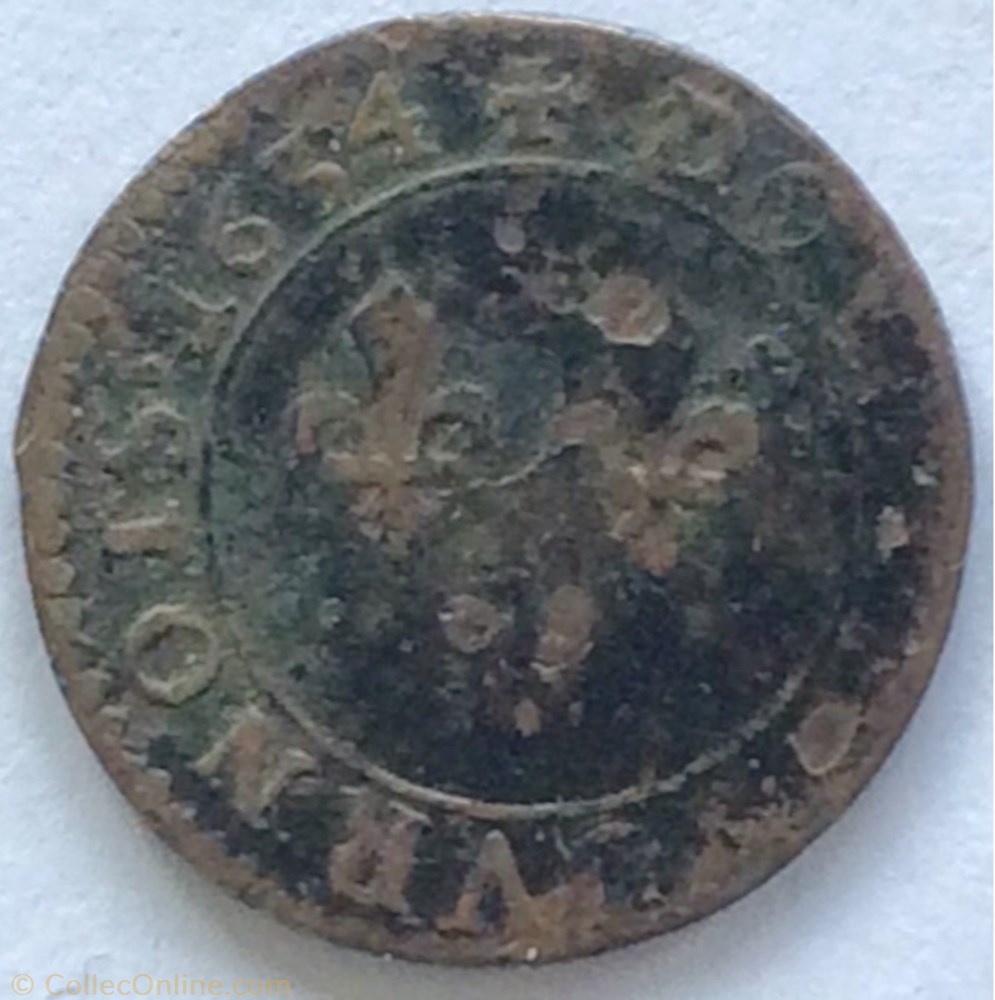 Double tournois Charles 1er 1634 2 fleurs de lis et un alérion monnaies europe medievale france feodales double tournois charles 1er 1634 2 fleurs de lis et un alerion