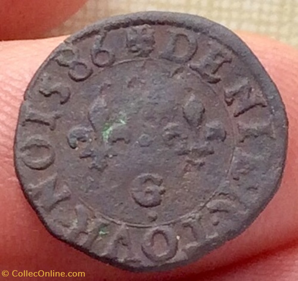 Denier tournois Henri III 1586 G Poitiers monnaies france a royales denier tournois henri iii 1586 g poitiers