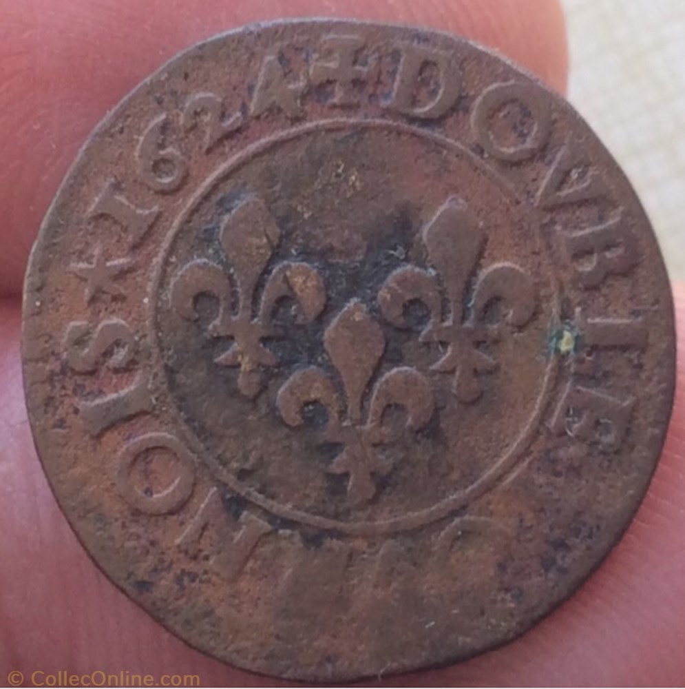 monnaie france a royale double tournois louis xiii 1624 o riom