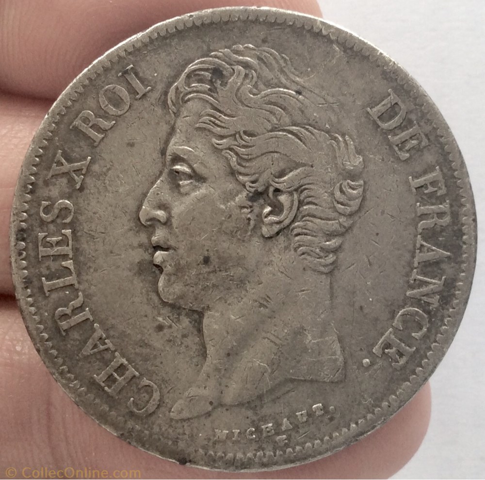 5 francs 1828 B Rouen Charles X 2ème type monnaie france moderne 5 francs 1828 b rouen charles x 2eme type