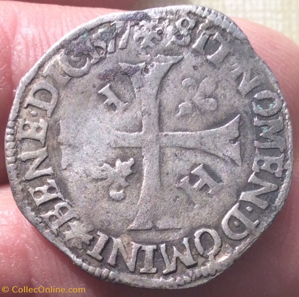 Douzain de Henri III 1577 T Nantes monnaie france royale douzain de henri iii 1577 t nantes