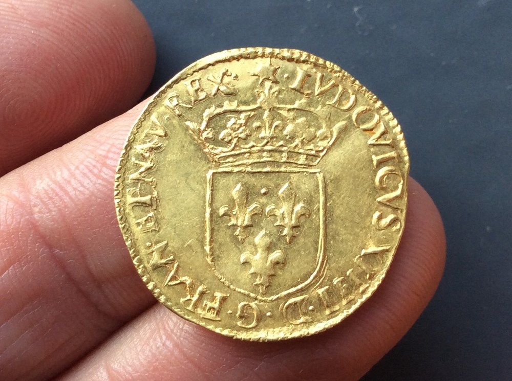 Écu d'or à la croix anillée Louis XIV 1645 Q NARBONNE monnaies europe medievale france royales ecu or a la croix anillee louis xiv 1645 q narbonne