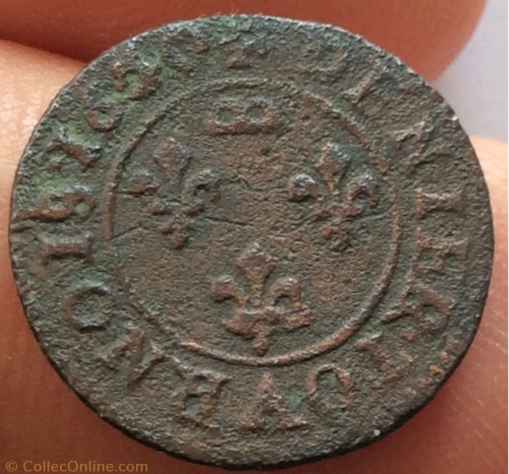 Denier tournois Gaston d’Orléans 1650 type 9 monnaies europe medievale france feodales denier tournois gaston d orleans 1650 type 9