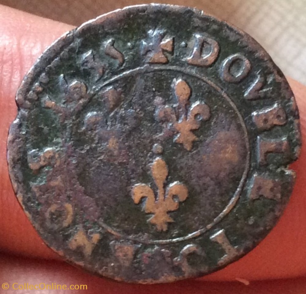 monnaies europe medievale france royales double tournois louis xiii 1635 saint palais navarre